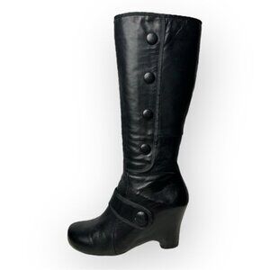 Miz Mooz Black Leather Jessy Wedge Boots 7.5